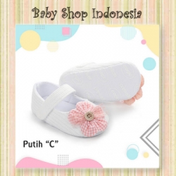 large S1004 Sepatu Bayi Perempuan Sepatu Prewalker Import Bayi Perempuan Checkered Flower Putih